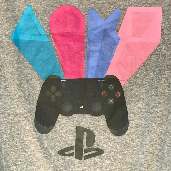 Sony Playstation Video Game Controller Gamer Gray Short Sleeve Tee T Shirt Youth - Picture 3 of 6